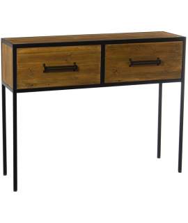 Mueble Recibidor Rustico Industrial 2 Cajones Serie Faranta