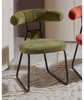 Silla Comedor Asiento Respaldo Tapizado Verde Serie Kirk