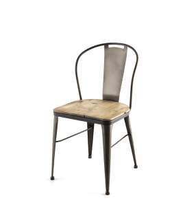 Silla Forja Ranura Asiento Madera Serie Ahujar