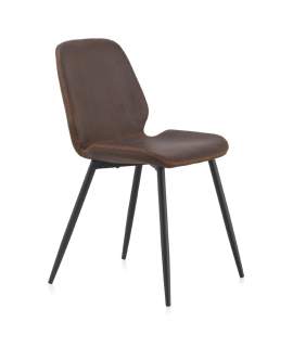 Silla Moderna Tapizada Marron Patas Metalicas Atiganta