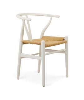 Silla Roble Actual Blanca Asiento Tejido Serie Dinastia