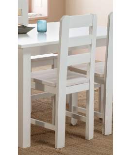 Silla Salon Comedor Blanca Pino Macizo Serie Aranys