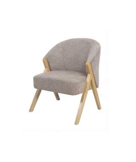 Sillón Madera Pino Tapizado Rizo Gris Serie Anatsu