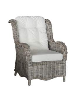 Sillon De Mimbre y Rattan Glaseado Gris Duque