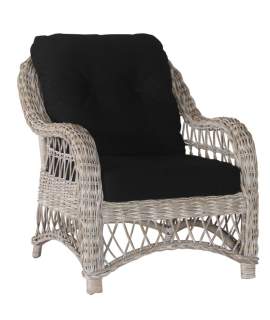 Sillon en Rattan Gris con Cojines en Negro Kubu