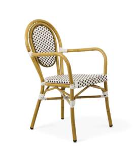 Sillon Frances Terraza Tejido Sintetico Blanco Cafe Amelie