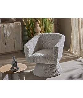 Sillon Giratorio Base Conica Tapizado Beige Serie Altigo