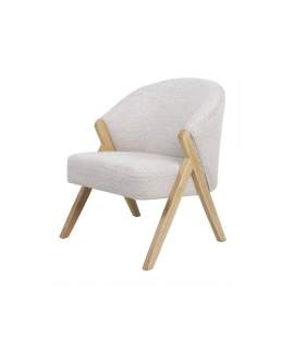 Sillon Madera Pino Tapizado Bicolor Beige Serie Anatsu