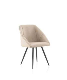 Sillon Moderno Tapizado Poli Piel Beige Patas Acero Ardusor