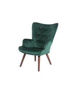 Sillon Orejero Terciopelo Verde Esmeralda Capitone Telma