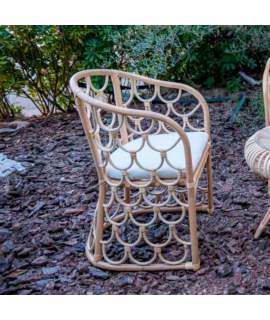 Sillon Rattan Natural con Cojin Loneta Serie Aticos