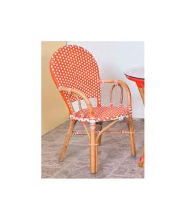 Sillon Rattan Terraza Tejido Sintetico Rojo Blanco Barias