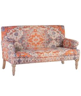 Sofa 2 Plazas Tapizado Naranja azul Crema Serie Derial