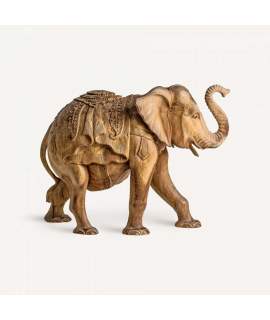 Talla en Madera Maciza Tropical de Elefante Serie Animales