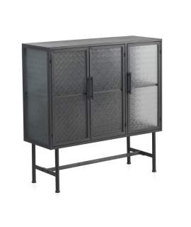 Vitrina Baja 3 Puertas Acero Gris Cristal Industrial Gray Steel