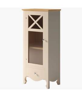 Vitrina Baja Provenzal 1 Puerta 1 Cajon Blanca Serie Praga