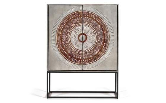 Vitrina Salon 2 Puertas Madera Decorada Etnica Wood Mandala Vitrina Salon 2 Puertas Madera Decorada Etnica Wood Mandala