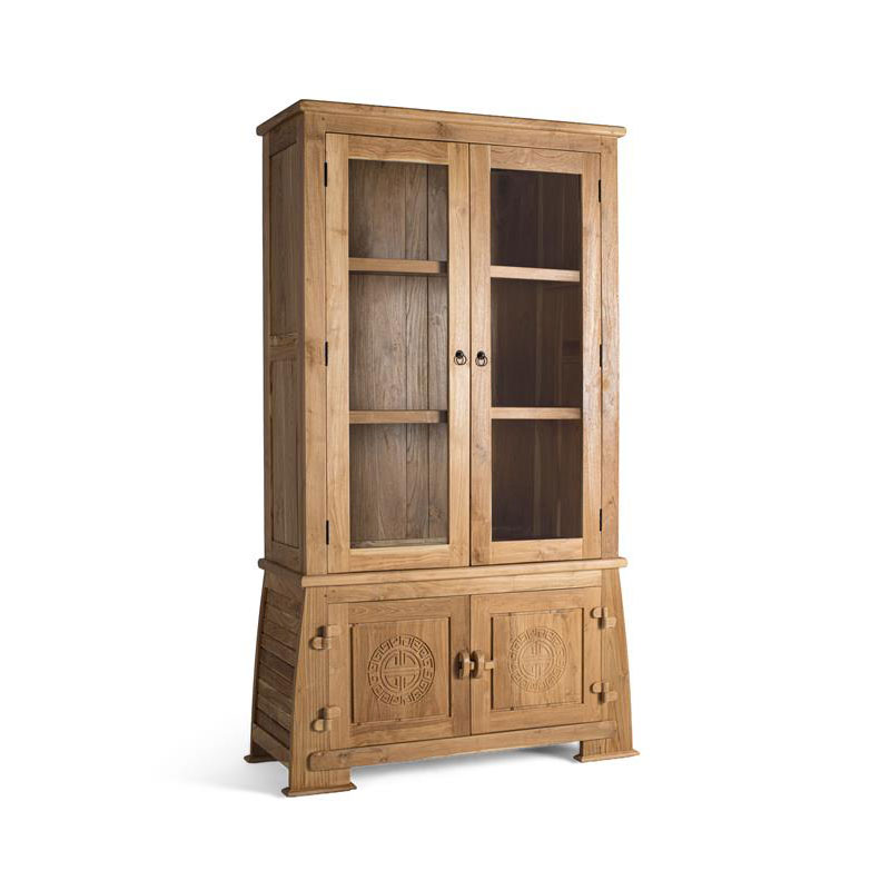 Vitrina Alacena 4 Puertas Madera Teca Natural Serie Aness Vitrina Alacena 4 Puertas Madera Teca Natural Serie Aness