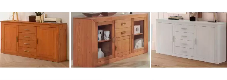 Aparadores y buffets para el salon comedor en madera de pino maciza Aparadores para el comedor madera de pino, aparador en color blanco o rustico