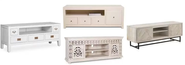 Descubre nuestros elegantes muebles de televisión en color blanco Muebles de TV en blanco para salón comedor