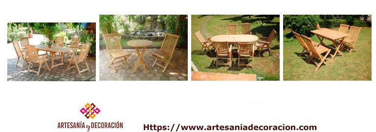 Mesas, sillas y sillones en madera maciza de teca para la terraza y el jardin
