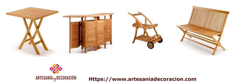 Mueble auxiliar en madera de teca natural para la terraza y el jardin