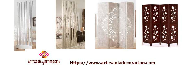 Biombos en madera tallada decorados y Separadores de hambientes con palos y ramas Biombos y separadores en madera tallada y palos de bambu